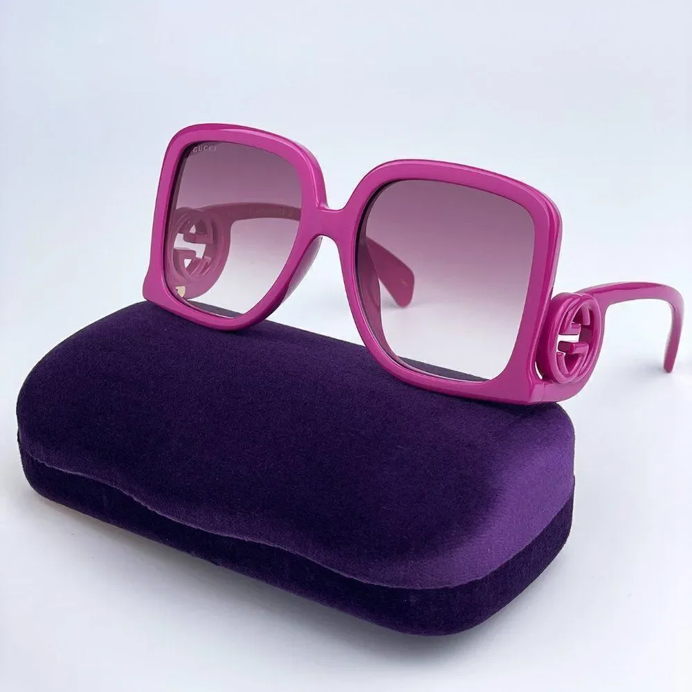 NEW Gucci GG1326S 004 Fuchsia Violet Gradient Oversized Square Women Sunglasses
